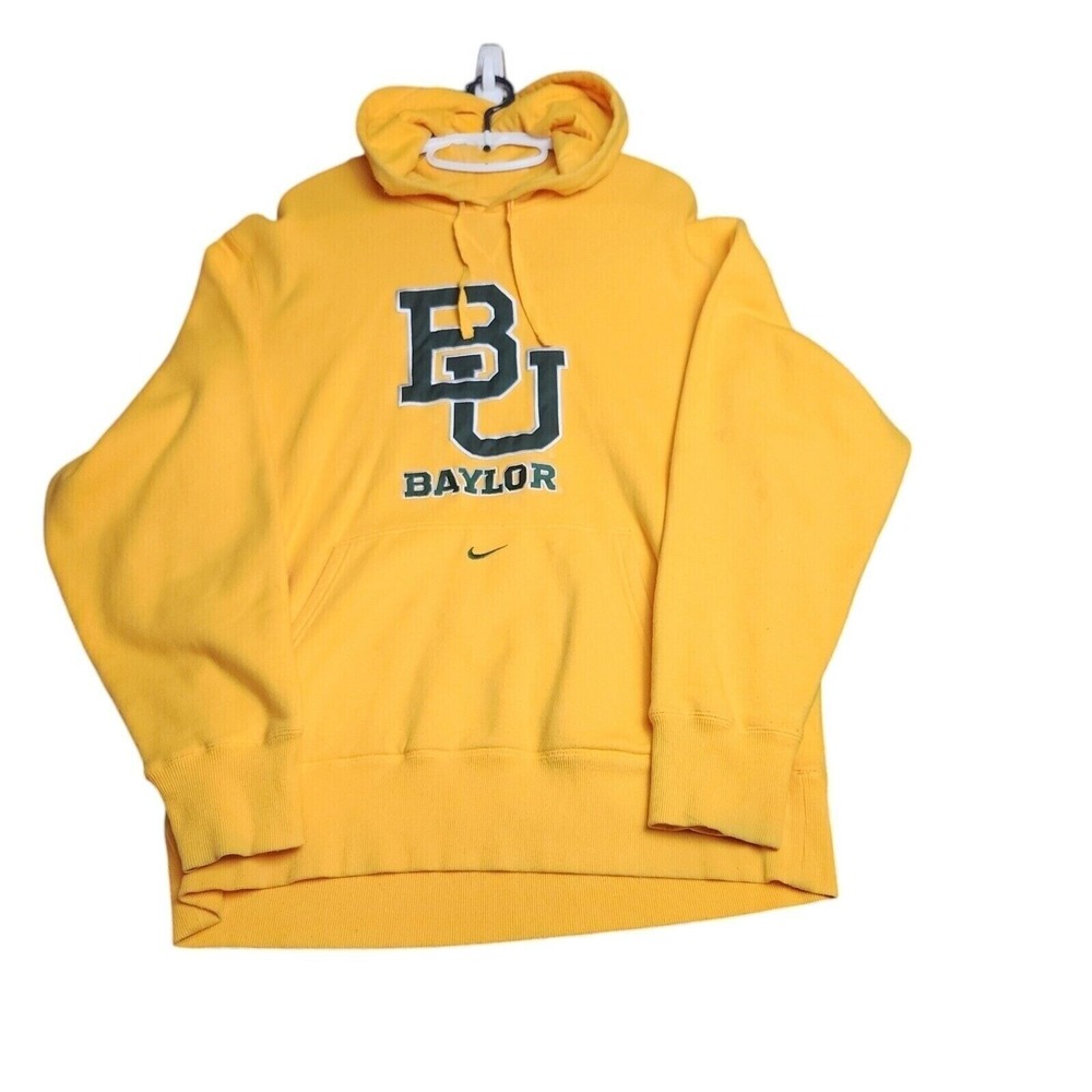 Nike Baylor University Hoodie Collegiate Spell‎ Out Pullover Sweatshirt Yellow L